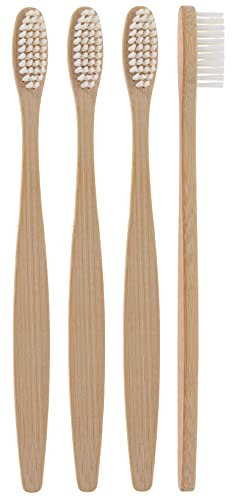 4er Set Zahnbürste aus nachhaltigem Bambus Holz – mittel-weich - Erwachsene – 17,5 cm