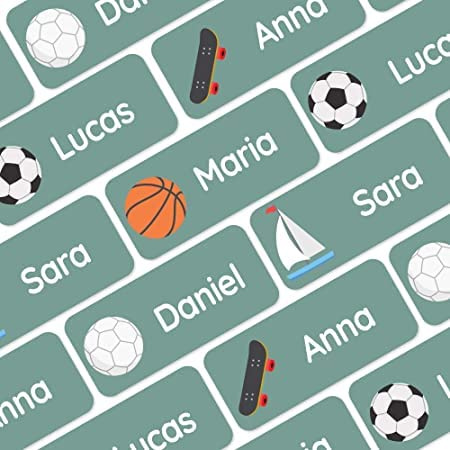 My Nametags® Award-Winning Name Stickers for Clothes & Items | 56 No-Iron, Washable Stick-On Tags for Babies, Kids & Adults | Sports Stickers (Green)