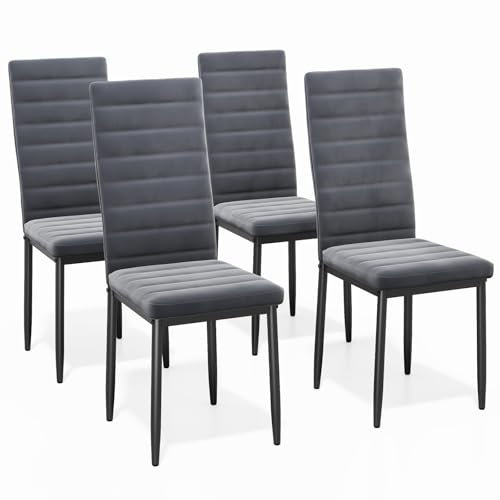 Bealife Esszimmerstühle 4er Set Esszimmerstühle für Küche Esszimmer Samt Sitz gepolsterte Stühle Modern (Dunkelgrau, 4)