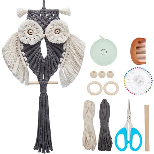 FREEBLOSS Makramee Eulen Set Kreatives Weben Aus Baumwollseil Eule Heimdekor Set Handgefertigte Geschenke Boho Makramee Wandbehang Süße Ornamente Mit Videoanleitung