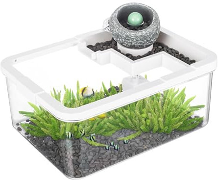 Aquariums en forme de poisson bêta, décoration de table basse, pompe USB, lumière incluse avec aquarium de bureau pour chambre à coucher, bibliothèque, hôpital, aquaponie, 29 x 22 x 12 cm