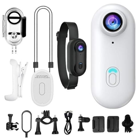 Thumb Action Camera, Lightweight Necklace Camera, 2.54x1.1x0.79 Inches 360 Degree Rotatable 4k Resolution, Outdoor Wearable Cam for Underwater Sports, Streaming, Vlogging, Hiking