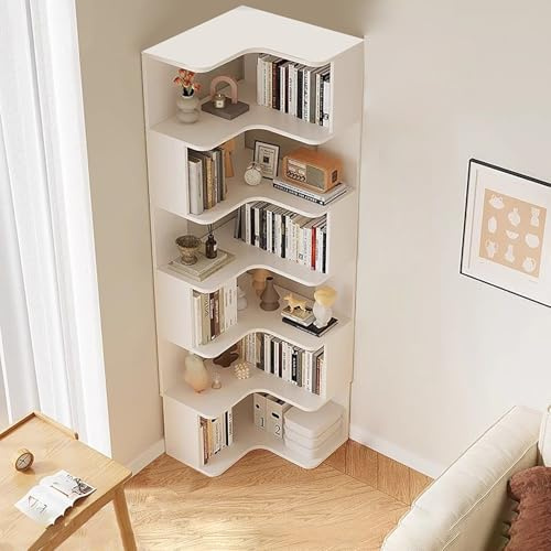 Modern L-Shaped 6-Tier Bookshelf, Freestanding Display Shelf for Home, Office & Living Room, Stylish Storage nizer, Space-Saving Etagere Rack