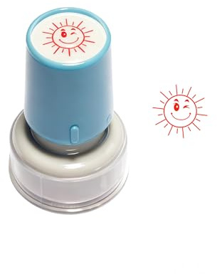Tampon Encreur Enseignant Français Auto-encreur - Tampons Pédagogiques Motivants pour Élèves, Idéal pour Correction et Encouragement en Classe -Sourire soleil