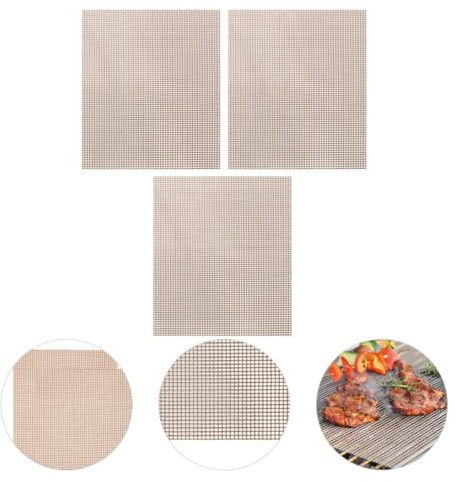 Toyvian 3 Alfombrillas para Barbacoa Reutilizables de Fibra de Vidrio 40X30Cm Resistentes al Calor y Antiadherentes para Hornear y Asar al Aire Libre