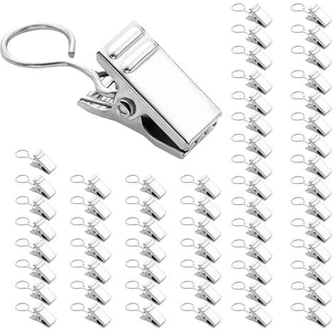 50 Pack Heavy Duty Metal Curtain Clips with Hooks, Rust-Resistant Drapery Hangers, Strong Grip Clip Rings for Curtains, Photos, Party String Lights, DIY Crafts and Home Decoration