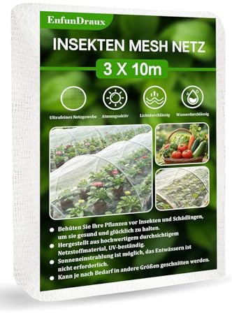 Red de protección contra insectos, 3 x 10 m, para invernadero, invernadero, plantas, pájaros, mosquitera, protege árboles frutales, verduras de insectos