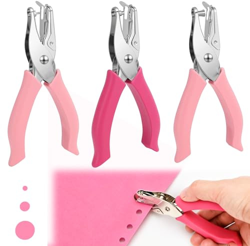 KOUHA Perforadora de un Solo Orificio 1.5mm & 3 mm & 6 mm Perforadora Papel 3 Pcs con Mango Suave Capacidad para Varias Hojas Para Oficina Escuela Tarjetas Artesanal