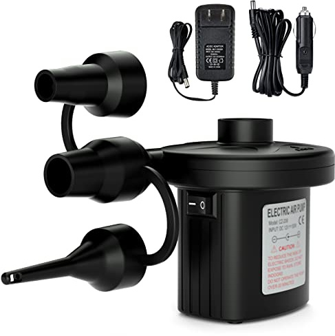 Jasonwell Electric Air Pump Portable Quick-Fill AC DC Inflator Deflator Pump for Air Mattress Inflatables Pool Floats Water Toy Raft Bed Boat Pool Toy with Nozzles110-240 V