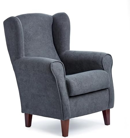Abuelo A Gusto | Sillón Orejero Individual Roma - Compacto para Salón y Dormitorio - 106x74x78cm - Butaca de Lectura Cómoda y Ligera - Tela Antimanchas, Respaldo Alto y Sentada Firme (Marengo)