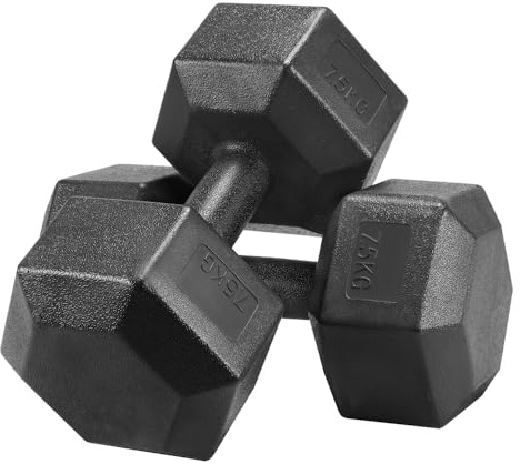 Yaheetech Juego de Pesas y Mancuernas 2 * 7,5kg Mancuernas Hexagonales Pesas de Ejercicio Pesa Gimnasio en Casa para Gimnasio Fitness Negra 10/15/20kg