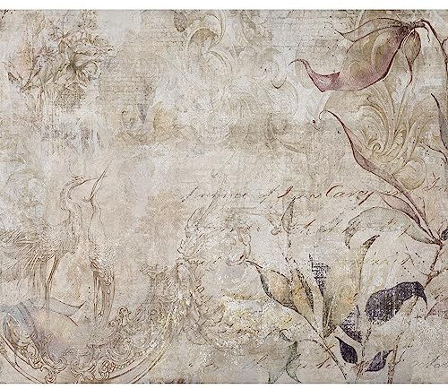 murando - Vlies Fototapete Retro 350x256 cm Vlies Tapeten Wandtapete XXL Moderne Wanddeko Design Wand Dekoration Wohnzimmer Schlafzimmer Abstrakt Vintage Blumen beige b-C-0890-a-a