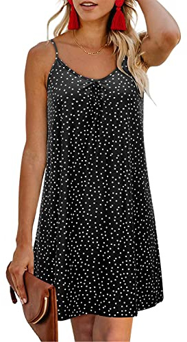 ULTRANICE Dam 2024 sommar casual strandklänningar täckande blommor v-hals spagettirem rygglös mini solklänning, Blommig H, XXL