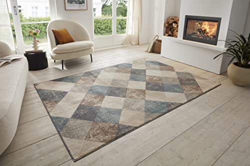 Hanse Home Bakke Designer Teppich Wohnzimmer – Kurzflor Modern, Geometrisches Rauten Muster, Flachgewebe Wohnzimmerteppich für Esszimmer, Kinderzimmer, Jugendzimmer, Flur, Küche – Creme, 240x340cm