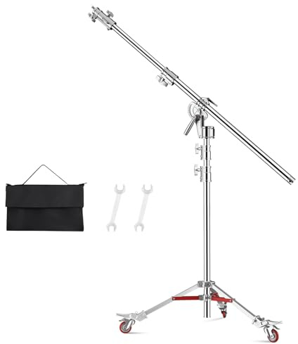 Soonpho Pro stativo per luci 100% Acciaio Inossidabile Heavy Duty Supporto a C Fotografia Light Stand C-Stand,stativo a C Altezza massima 450 cm (14,76 piedi) per Riflettori Godox Pro SK400 Aputure