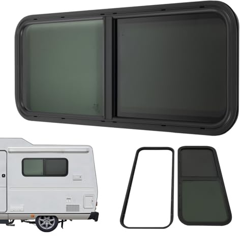 Universellt lutande fönster för husvagn, 6 fönsterstorlekar, förstärkt tonat glas, skjutfönster för husvagn för solskydd och ventilation (1 000 × 400 mm)