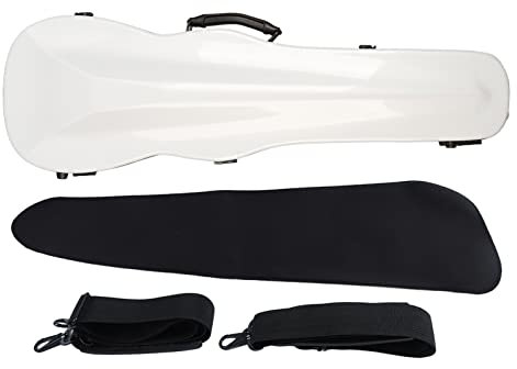 Geigenkasten, Kohlefaser, Leichter, Tragbarer, Harter Geigenkoffer-Ersatz mit Hygrometergurten, 4/4-Geigenkasten aus Kohlefaser in Voller Größe (Keramik weiß)