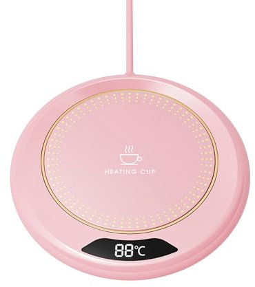 Smart Cup/Mug Warmer with 3 Temperature Setting, USB Beverage Warmer Plate with Auto Shut Off, Portable Size, Office Home Electric Cup Warmer Coffee Mug Warmer for Desk, for Coffee, Tea, Milk (Pink)
