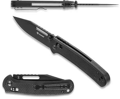 Ganzo G768PT-BK EDC Klappmesser Faltbares Taschenmesser, rasiermesserscharf, D2 Edelstahl, Schwarze Klinge, G10 Griff mit Clip, Outdoor Klappmesser EDC-Messer (Schwarz)