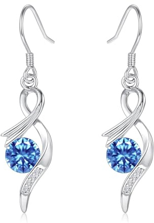 Loutade Ohrringe Silber Hängend, 925 Sterling Silber Damen Ohrringe mit Cubic Zirkonia, Hypoallergen Haken Ohrhänger Silber, Leicht Ohrringe Silber 925 Hängend Geschenk zum Geburtstag Weihnachten