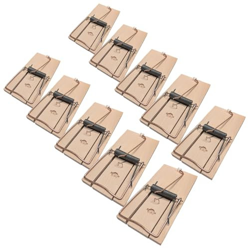 COM-FOUR® 10x råttfälla av trä - snäppfälla för effektiv skadedjursbekämpning - återanvändbar snäppfälla med hög slagkraft (råttfälla 10 stycken)