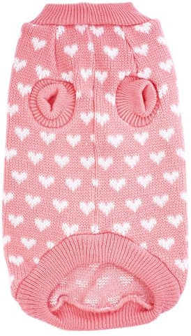 Generisch Pulls pour Chien Chat Animaux de Compagnie Pulls Mignon Motif Coeur Vêtements pour Chien Fournitures pour Animaux de Compagnie Pull Tricoté Chien 60 cm (S)