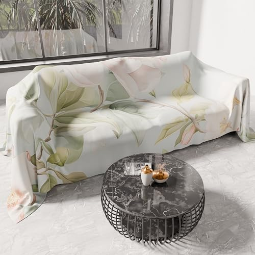 PETTI ARTIGIANI ITALIANI - Cubresofá Multiuso de Microfibra Antimanchas, Diseño 25 Floral 172, Lavable y Protector para Sofá, Colcha y Cubremesa – 400x270 cm - Made in Italy