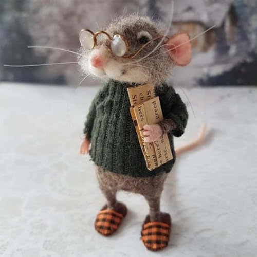 Aosrioylt Adorable Souris en Feutrage à L'aiguille (Finie Ou Kit), Décoration De Noël Feutrine, Artisanale for Les Fêtes, Figurine Feutrine Collectionner, Kit Loisirs Créatifs « Souris »(A,Finished)