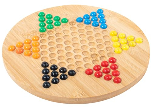 Gioco da tavolo di dama cinese, in legno 20x1,2 cm, puzzle game strategico | esagonale in legno con perle di vetro per serate di in casa, feste, intrattenimento sociale, adulti, fam