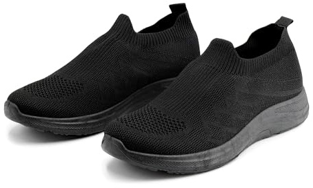 JOMIX Scarpe Leggere Donna Traspiranti Slip On da Camminata Quotidiana Sneakers Estive Casual Senza Lacci con Suola Flessibile Memory Foam Morbida per Passeggiate Viaggi e Uso Giornaliero Nero 38