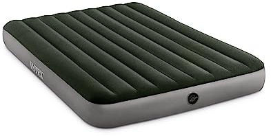 Intex 64779E Dura-Beam Standard Prestige Air Mattress: Fiber-Tech - Queen Size - Hand-Held Battery Pump - 10in Bed Height - 600lb Weight Capacity