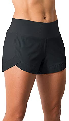Tough Mode Womens 3 Lightweight Running WOD Volleyball Shorts Workout Mesh Liner Zip Pocket Black