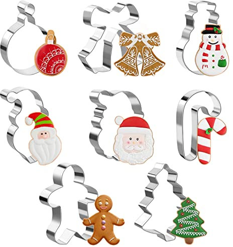 MELLIEX 8 Stück Ausstechformen Weihnachten Set, Edelstahl Plätzchenausstecher Keksausstecher Weihnachten, Cookie Cutter für Plätzchen, Kekse, Gingerbread, Weihnachtsdeko