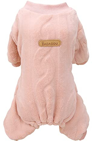 Izefia Suéter para Perro Ropa de Lana de Vellón Sudadera Cálida de Invierno Mono de 4 Piernas Pijama Suéter con Estampado de Torsión para Perro Pequeño Gato Mediano