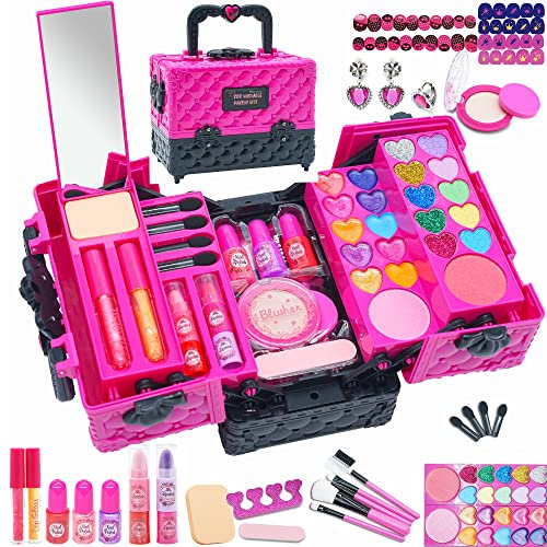 Kinder Make Up Set Mädchen -Kinderschminke Set Mädchen Spielzeug Schminke Set,Sicheres und Ungiftige Makeup Schminkkoffer Geschenk für 4 5 6 7 8 9 10 jährige Mädchen Weihnachts Geburtstags Geschenke