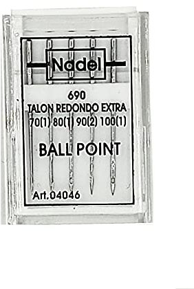 Agujas universales de punta bola para máquina de coser, paquete de 5 agujas con tamaños surtidos 70, 80, 90 y 100, incluye caja para guardarlas