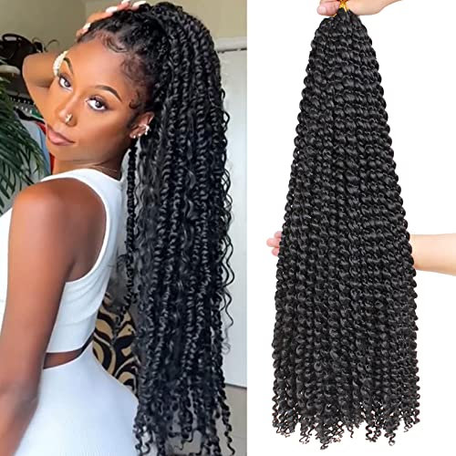 Leeven 30 Pouces Passion Twist Crochet Braids Hair for Butterfly Faux Locs 7 Packs Long Water Wave Crochet Hair Passion Twists Braiding Hair Bohemian Braids Hair Extensions 1B#