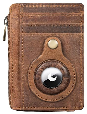 STILORD 'Sandro' 2-in-1 Echtleder Geldbeutel für Airtag Mini Schlüsselmäppchen Herren Portemonnaie Leder Brieftasche Slim Wallet mit Münzfach Portmonee Herren RFID Geldbörse, Farbe:mittel - braun