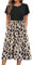 Zeagoo Damen Kleider Sommer Rundhals Blumenmuster Strandkleid Casual Wickelkleid mit Taschen Elegant Swing Kleid Knielang Kurzarm A Linie Business Kleider Florala XL