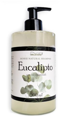 Shampoo Naturale per Cavalli all’Eucalipto Arcafarm 500 ml - Shampoo Rinfrescante Purificante con Oli Essenziali contro lo sporco, uso frequente, per tutti i Manti, Made in Italy