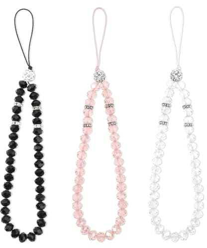 TSUOUKL 3pcs cadena de teléfono móvil, teléfono móvil cordón, muñeca universal corto teléfono móvil colgante teléfono móvil cordón encantos compatible con cualquier teléfono móvil