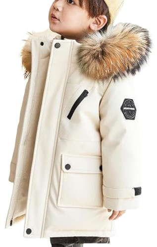 NSICBMNO Kids Winter Jacket Long Padded Coats Girls Warm Parka Coats With Faux Fur Hood Waterproof Ski Jackets Snowsuit Fleece Lined Puffer Coat School Coat Thick Overcoat Outwear For 11-12Years