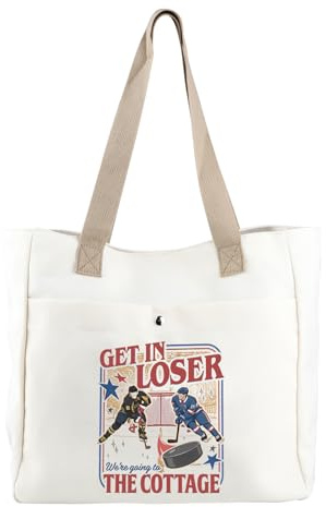 MEIKIUP Ice Hockey TV Show Gifts Heated Sports Tote Bag Get in Loser We're Going to the Cottage Gifts for Hockey Lovers Gym Bag (Hockey TV TOTE-UK)
