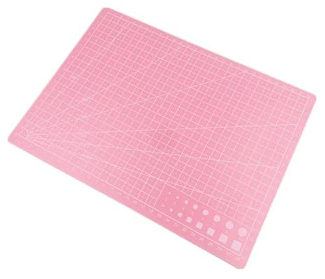 Skärmatta för kontor PVC-skärmatta, ensidig, lapptäckesunderlägg för arbetsbänk, sömnad, manuell gör-det-själv-kniv, gravyr, läderbräda (rosa, A3)