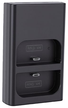 Wakects Dubbel Laddningsstation, ABS USB C Dörrklocka Batteriladdare, Smart Safety Dual Slot Laddning, USB-kabel Medföljer, för Ring Doorbell 2 3 3 Plus 4 Batterier Hemmabruk