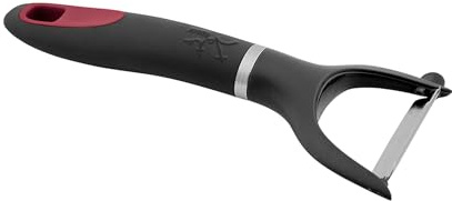 Jata AC24 - Pelador Patatas, Pelador Fruta, Mango Ergonómico Silicona, Antideslizante, Apto Lavavajillas, Resistencia 240°, Negro
