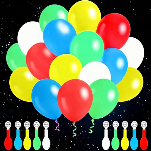 Palloncini Luminosi, wohot 25Pcs Palloncini Led Luminosi, 12 Pollici, 5 Colori, Palloncini Fluorescenti al Buio, Luminescenza continua per 16-24 ore per Matrimonio, Compleanno, Serata, Natale