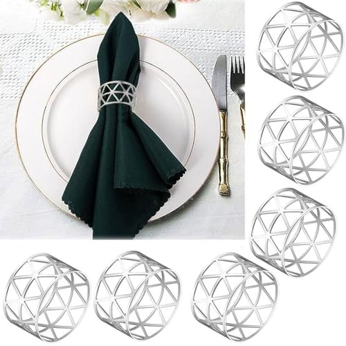 Serviettenringe, 10 Stück Serviettenringe Silber/Gold, Tischdeko Weihnachten, Serviettenringe Weihnachten, Hollow Out Metall, Serviettenring für Hochzeitsfeier Weihnachten Tischdekoration