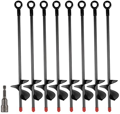 DBREAKS Ancrage au Sol, 8 Pièces Ancres au Sol, 38cm Piquets de Sol, Piquets Acier Robuste piquets, ancrages au Sol très résistants, Sardines d'ancrage pour Trampoline,Terrier, tentes, balançoires