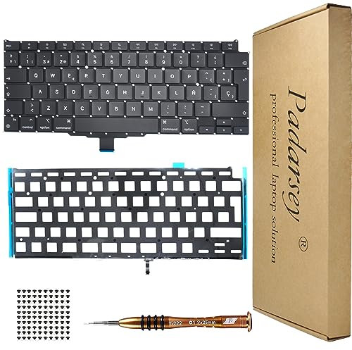 Pardarsey Repuesto Retroiluminación Español Teclado ESPAÑOL Compatible para MacBook Air Retina 13 M1 A2337 Finales de 2020 Año Teclado + Tornillos + Destornillador